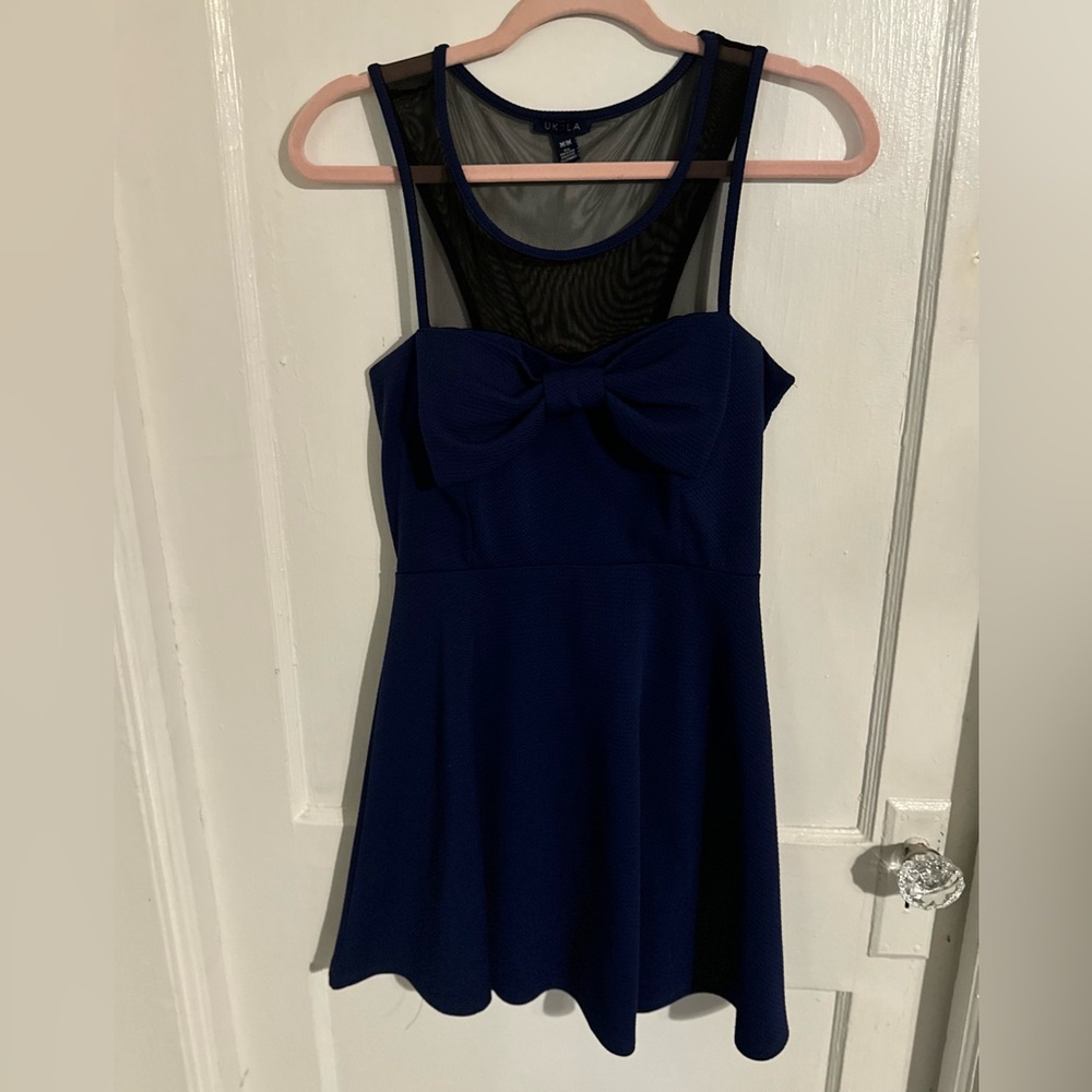 3 for $15 Navy Dress with Sheer Top & Bow